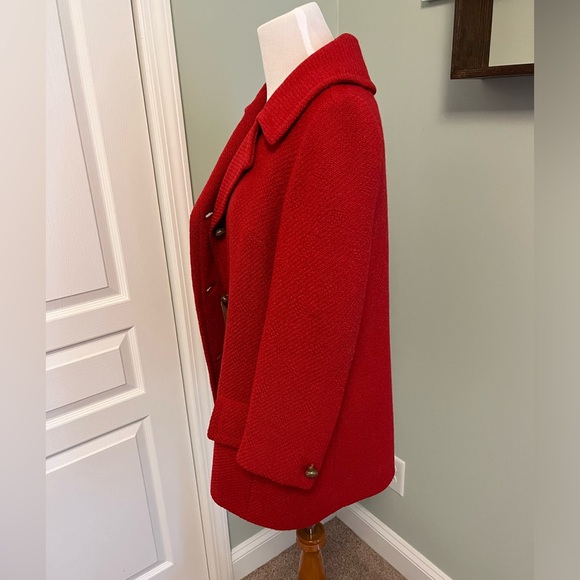 Stunning Vintage Berroco Red Winter Holiday Christmas Coat Size Medium - Picture 4 of 10